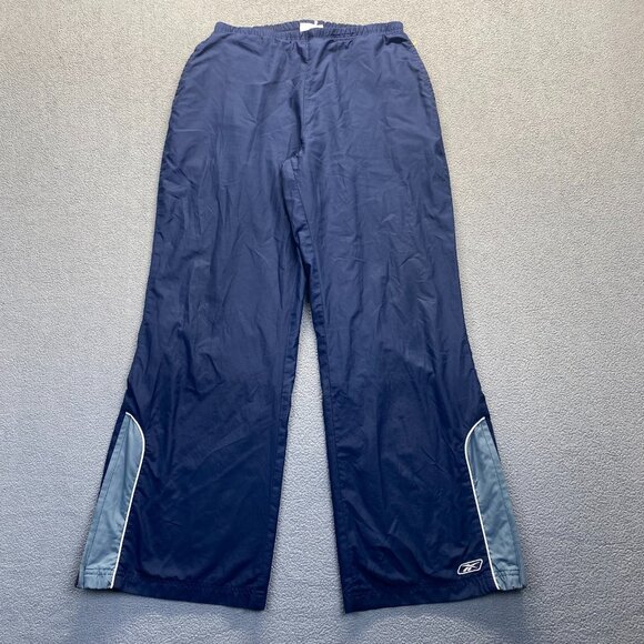 VINTAGE Reebok Pants Mens Large Blue Lined Windbreaker Track Zip Y2K,Wide Leg - Picture 14 of 14